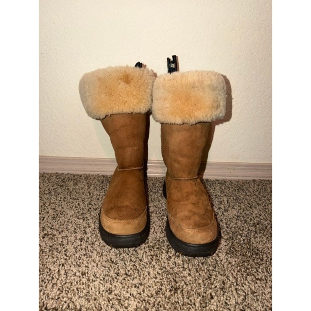 UGG Australia Ultimate Tall Braid 5340 Chestnut Suede Boots Womens 8